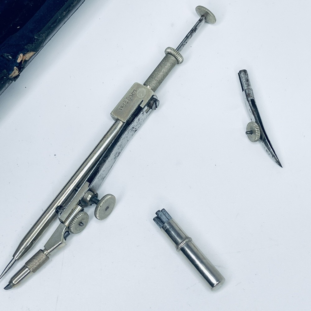 Antique LEMON BROS. Nottingham Draughtsman Tools Technical Drawing Compass Set