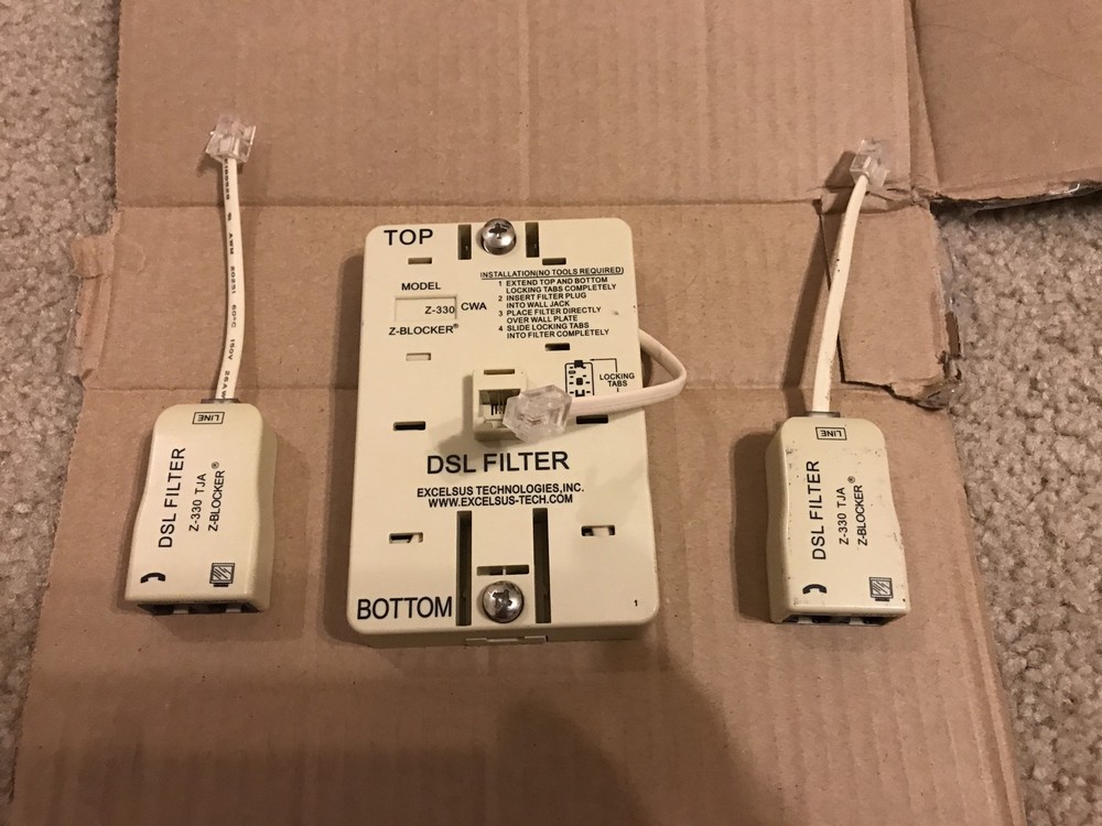 DSL Filter Wall Mount with 2 extra inline filters splitters