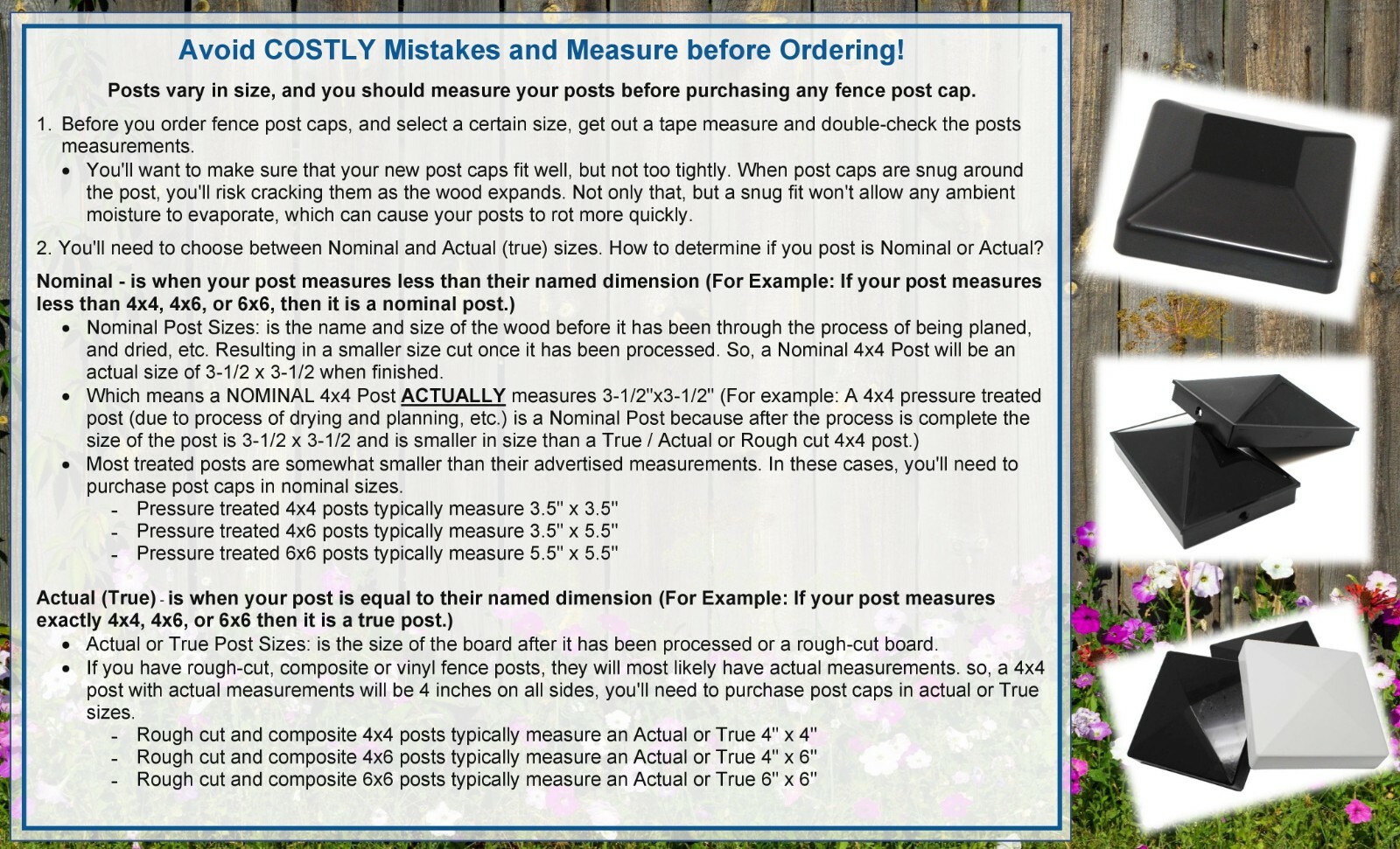 True 5x5 (127mm x 127mm) Plastic Pyramid Vinyl Fence Post Cap White 1,2,4,5,6 pk