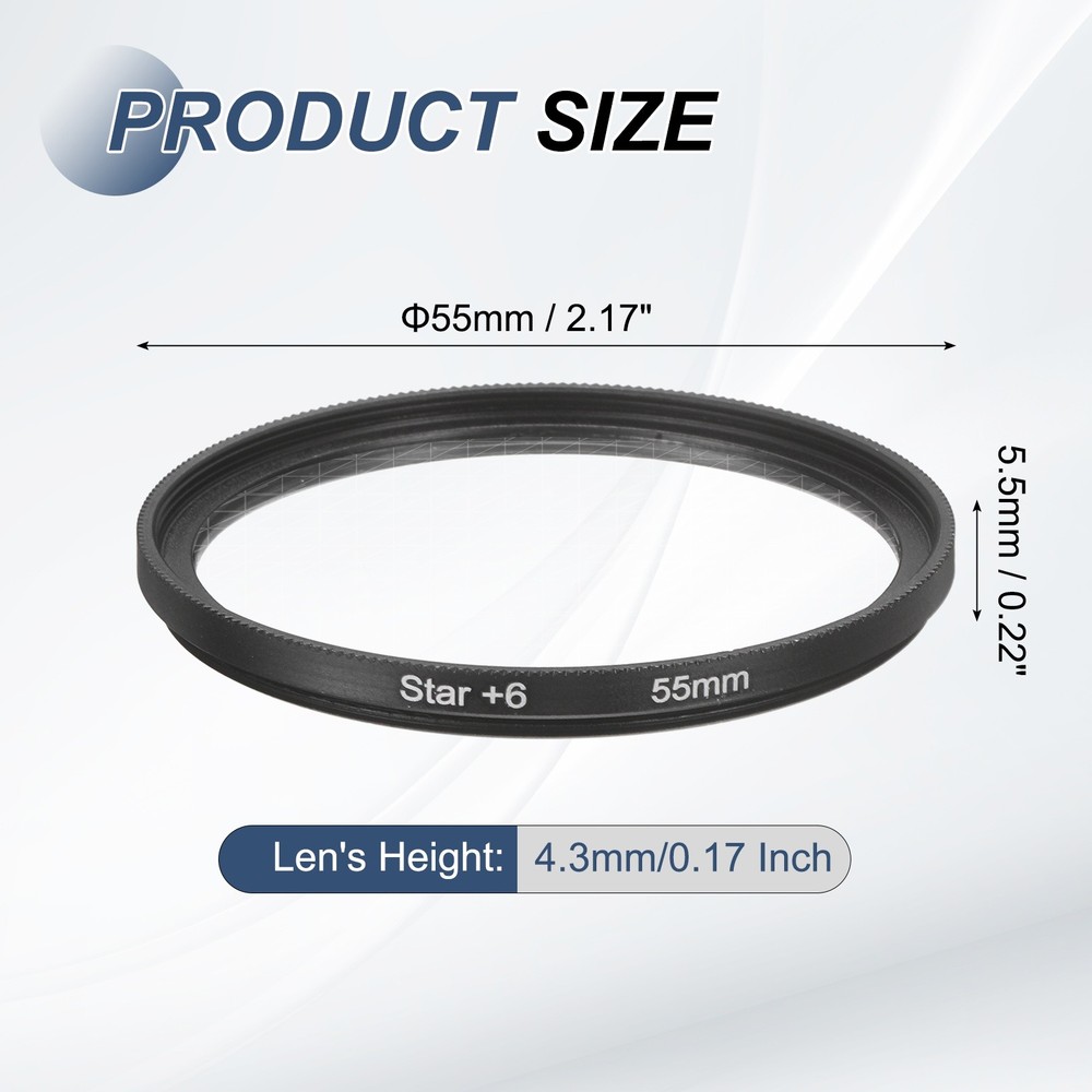55mm Star Filter 8 Points Starburst Len Filter Variable Twinkle Effect Black