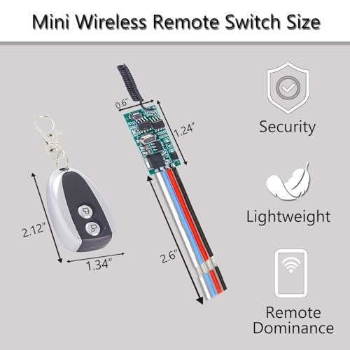 12V 3A Wireless Remote Switch Remote Light Switch 164-Foot Wireless
