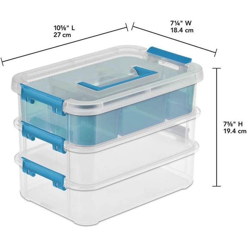 Stackable Rectangular Plastic Storage Box Ideal Sewing Art Office Supplies New