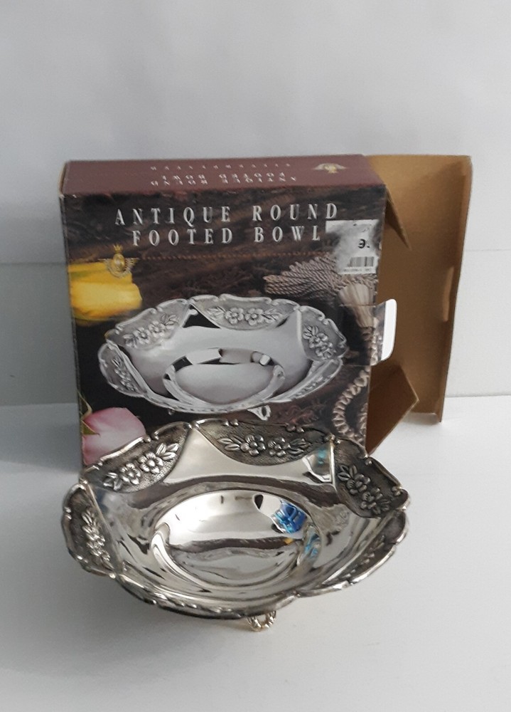 Antique Round Footed bowl Silver Plated