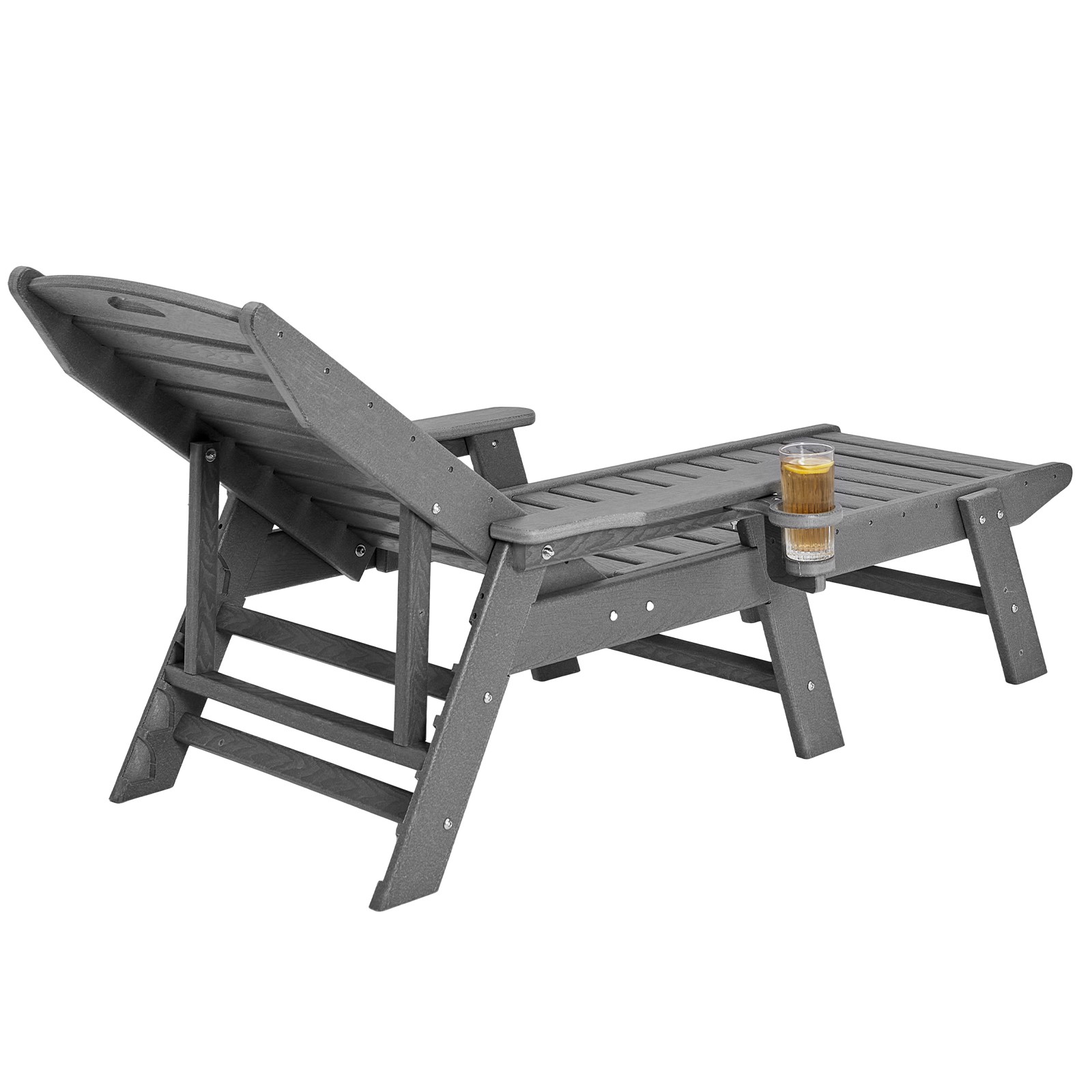 Outdoor Chaise Lounge Chair Adjustable Patio Reclining Bench Lounger Pool Gray