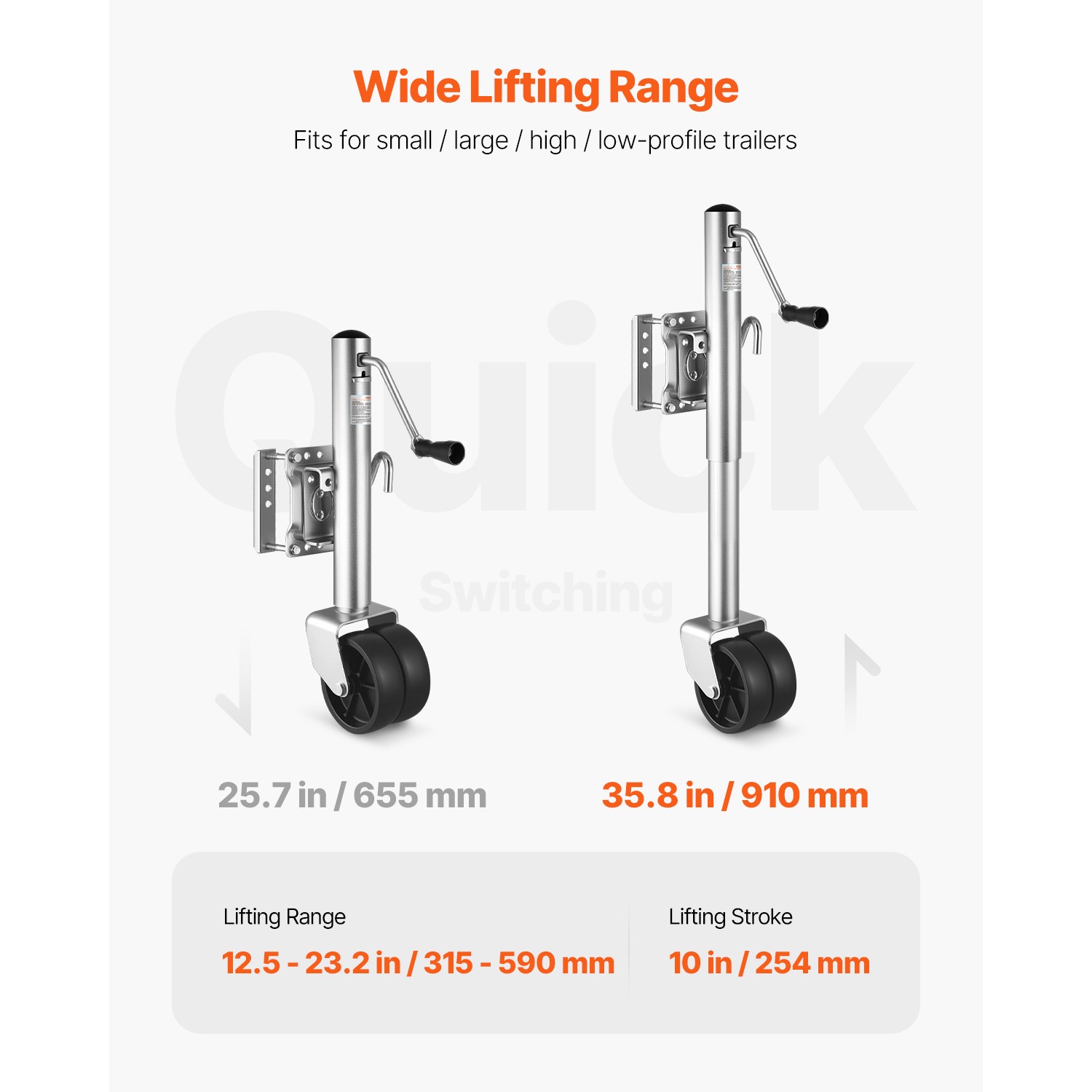 Boat Trailer Jack Marine Heavy Duty Swivel Mount Tongue Jack 1500 lbs Load
