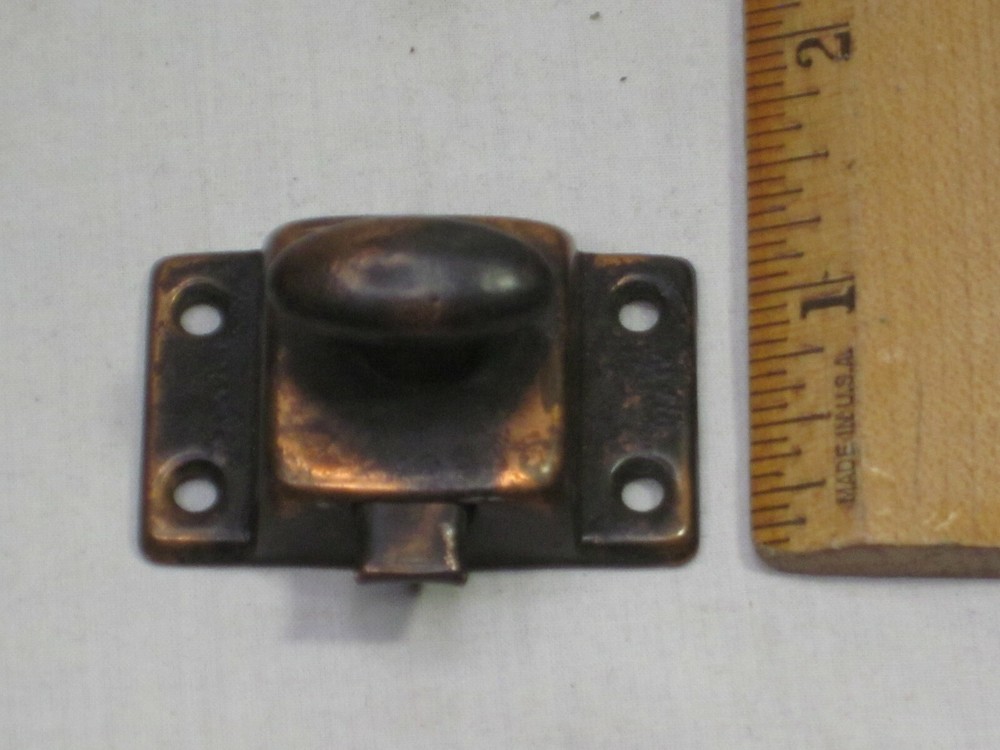 small vintage turn knob spring latch latching hardware deadbolt copper-tone