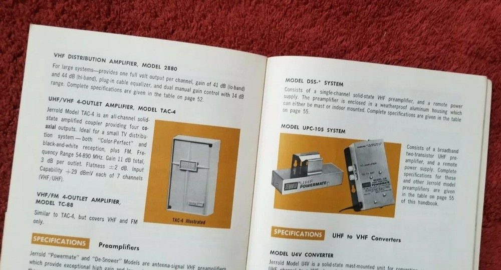 Vintage TV Distribution 1966 Systems Handbook Jerrold Split Page Manual