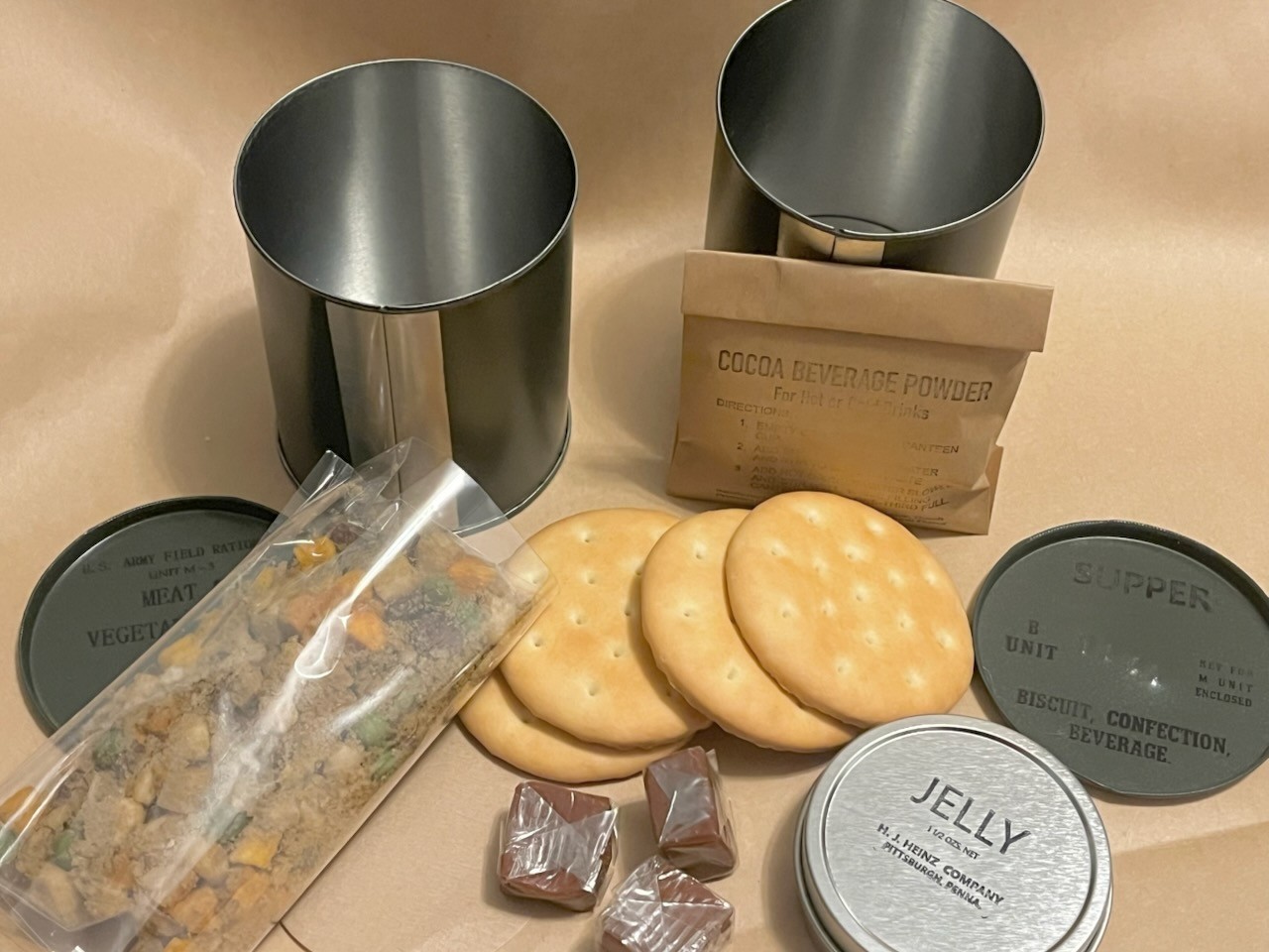 Late WWII OD C Ration SUPPER - Fully Edible, Reusable Historically Accurate