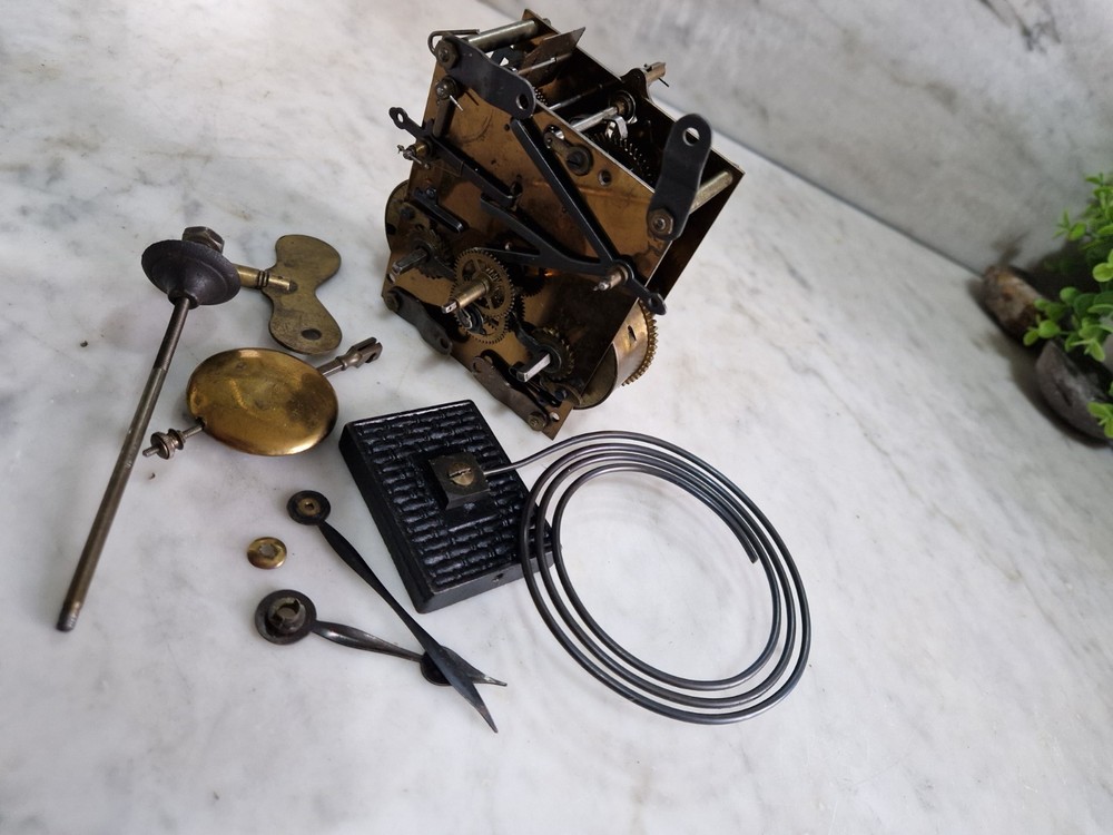 Antique Gustav Becker Clock Movement And Pendulum Gong Ect