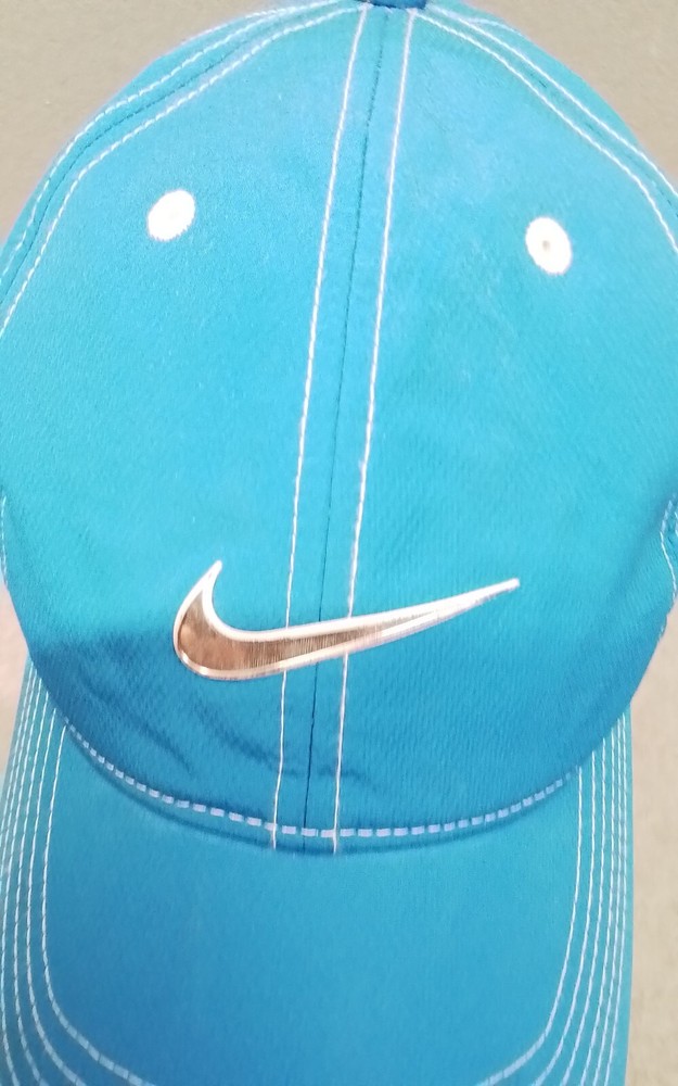Nike Golf Baseball Hat White Stitching Blue Hat Adjustable Hook N' Loop Closure