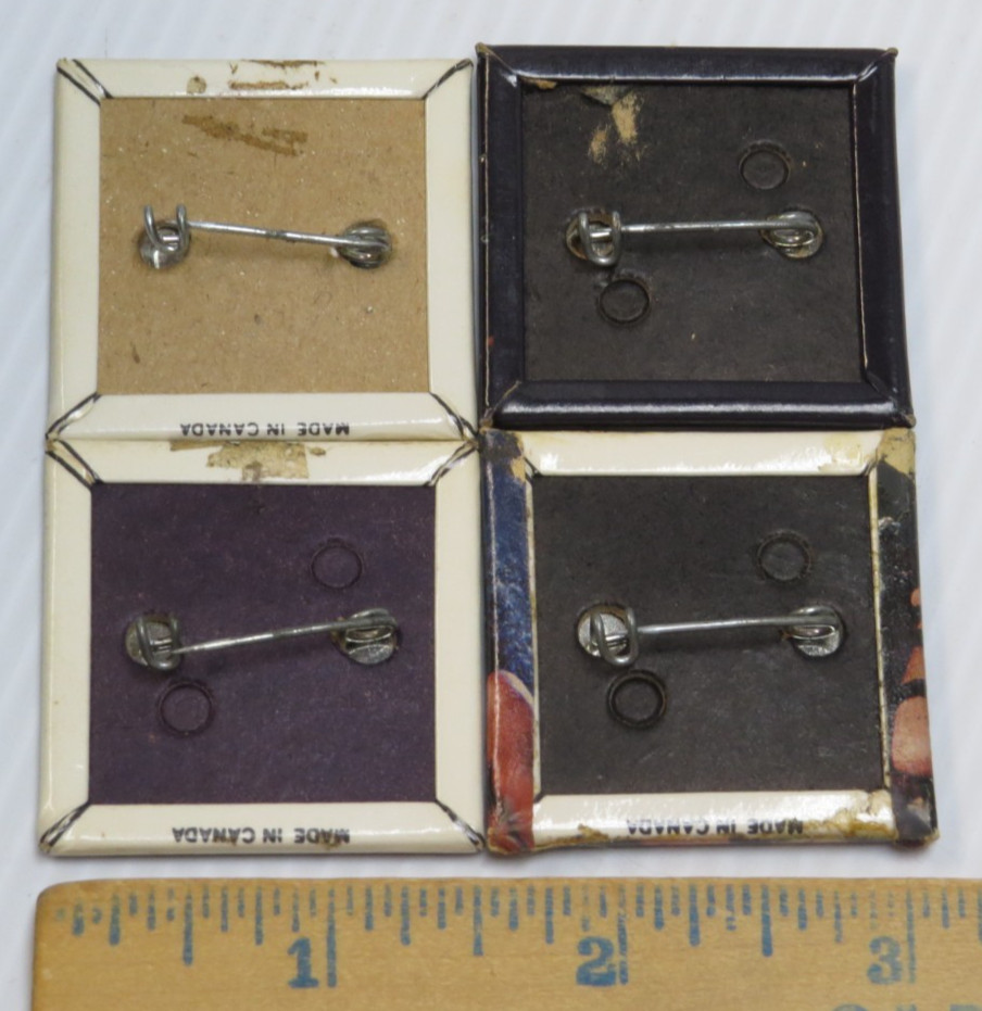 KISS VINTAGE 1980's SQUARE BUTTONS FROM CANADA - LOT OF 4 GROUP SET #24