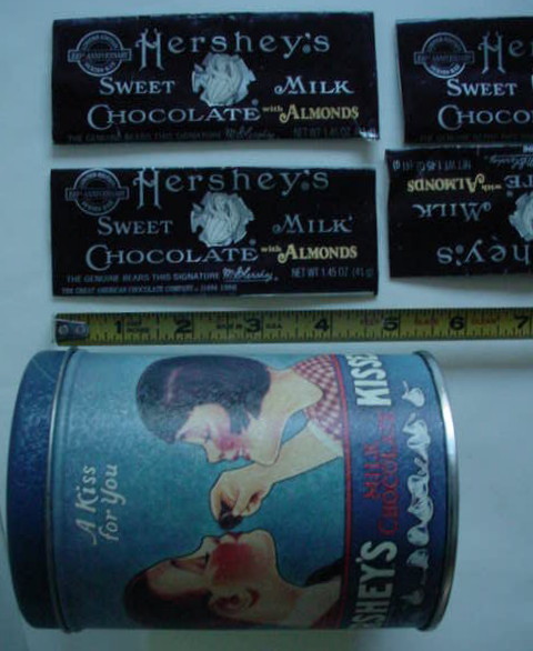 Hershey's Candy Bar Wrapper & Hershey Kisses tin