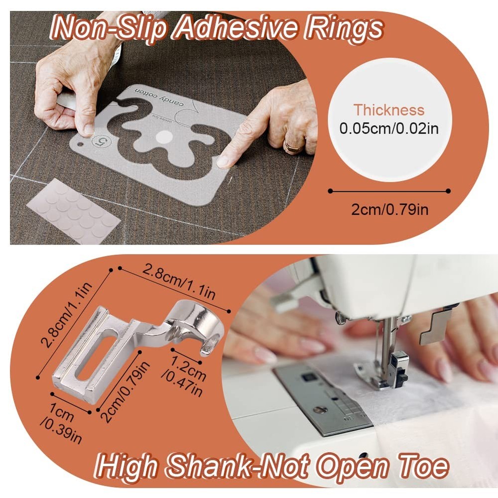 Free Motion Quilting Template Set 11 Templates 3mm include Frame Guide Pro