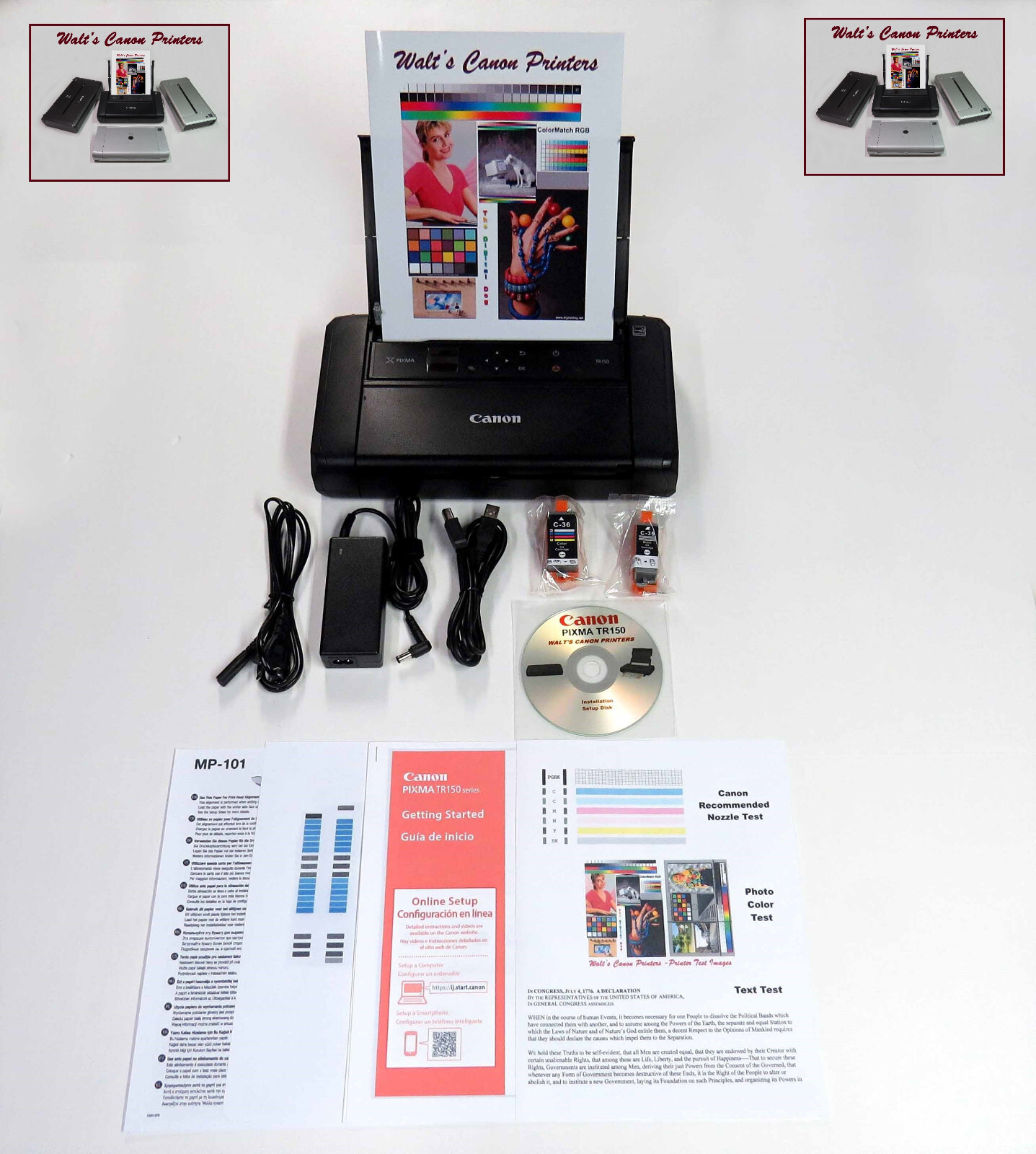 VERY NICE Canon PIXMA TR150 Portable Travel Printer-Warranty