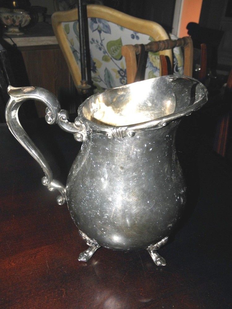 F.B. ROGERS GEORGETOWN PATTERN FOOTED WATER PITCHER SILVERPLATE over COPPER