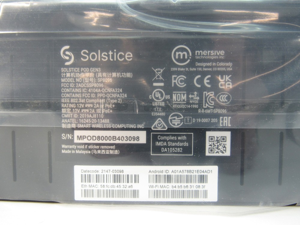 Mersive Solstice POD Gen 3 SP8096 Wireless Presentation System - Grade A