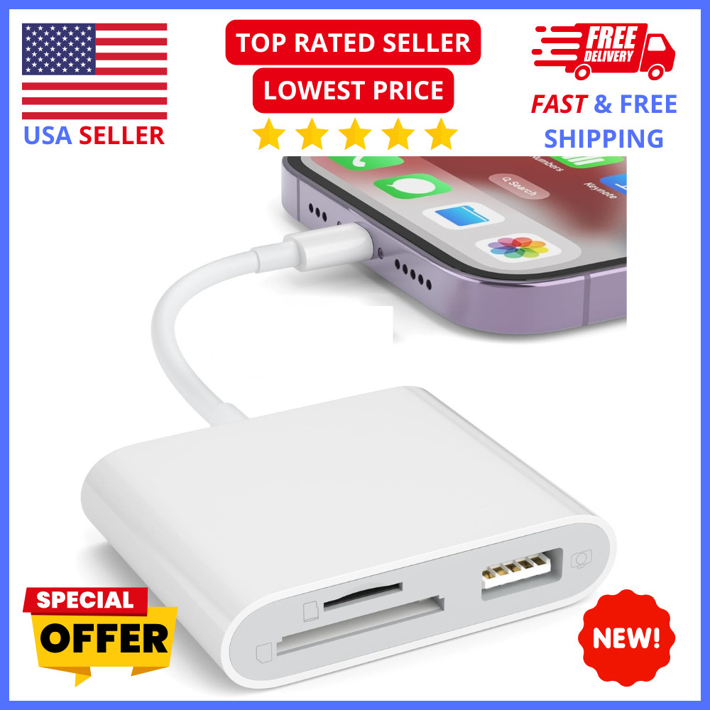 SD Card Adapter Reader for iPhone iPad USB MicroSD Memory Camera Transfer