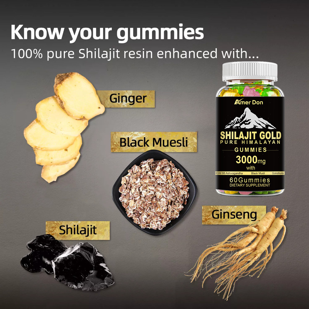 Shilajit Gummies Max Strength | Pure 100% Authentic Himalayan Origin 120 Gummies