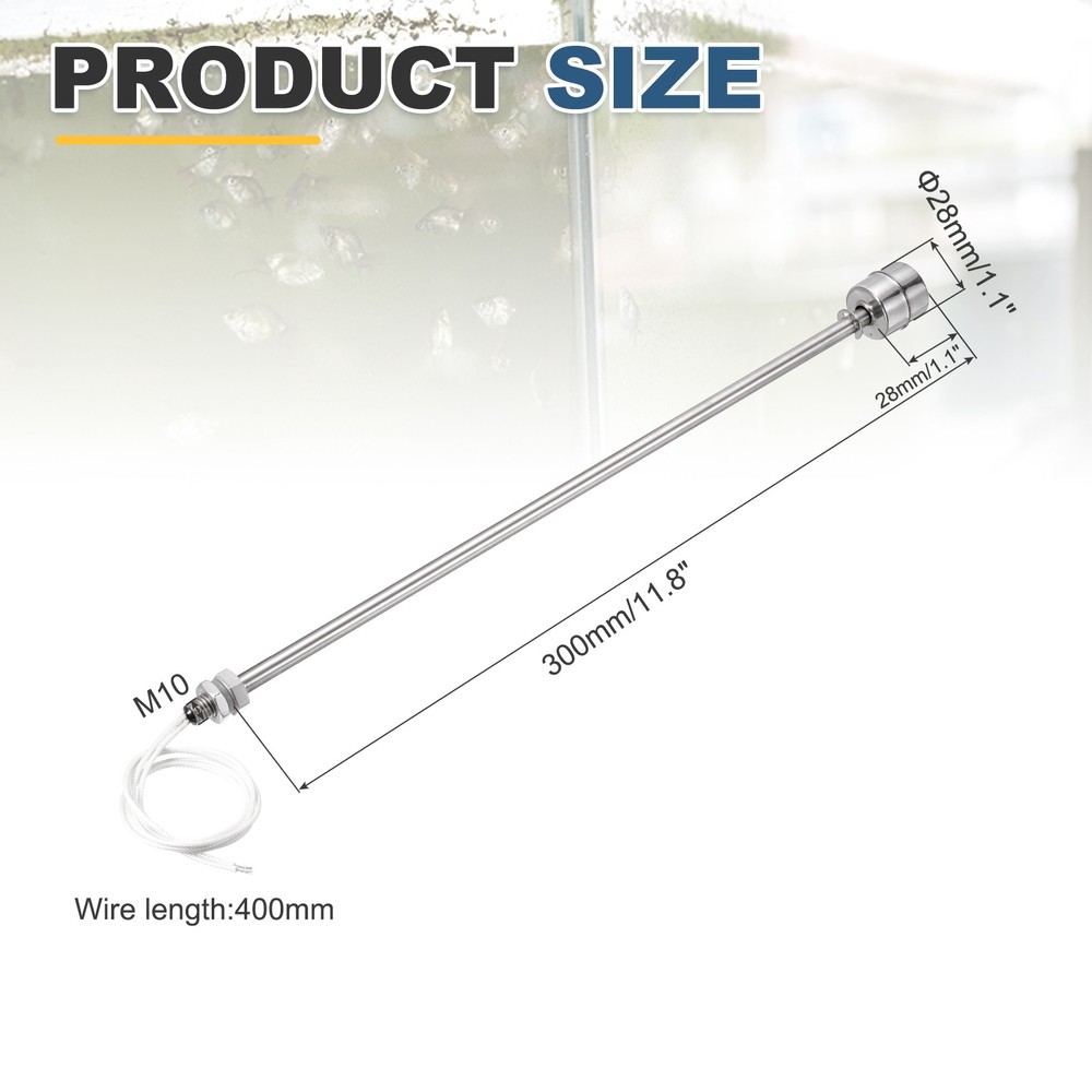 Float Switch 300mm Rod 0.5A Vertical Single Float for Pump/Alarm 1 Pcs