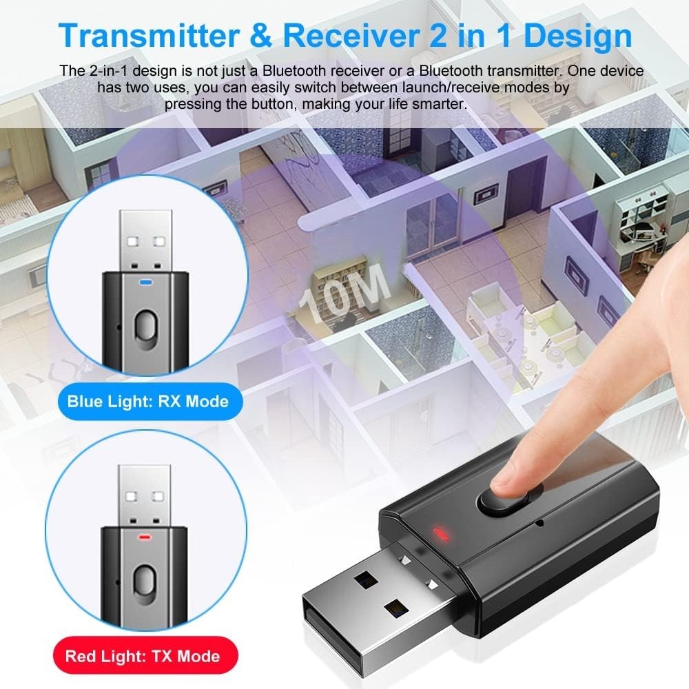 Bluetooth 5.0 Audio Adapter - Mini Transmitter Receiver for Wireless Convenience