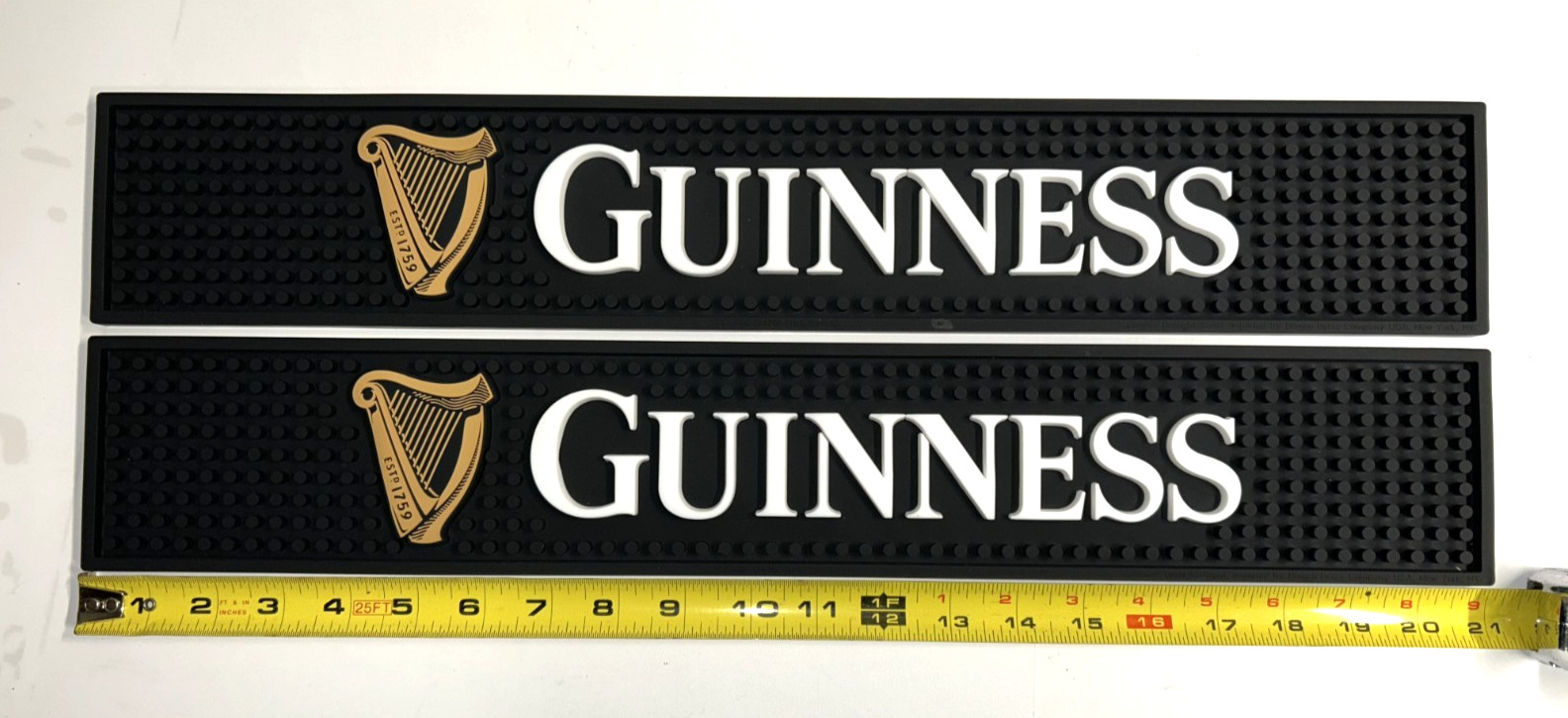 Guinness Rubber Bar Mats Set of 2 New Bar Rails Stout Man Cave