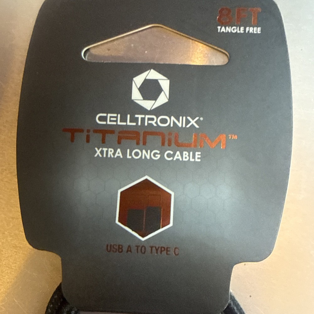 CellTronix Titanium Xtra Long Cable USB Type C 8 Feet -BLACK