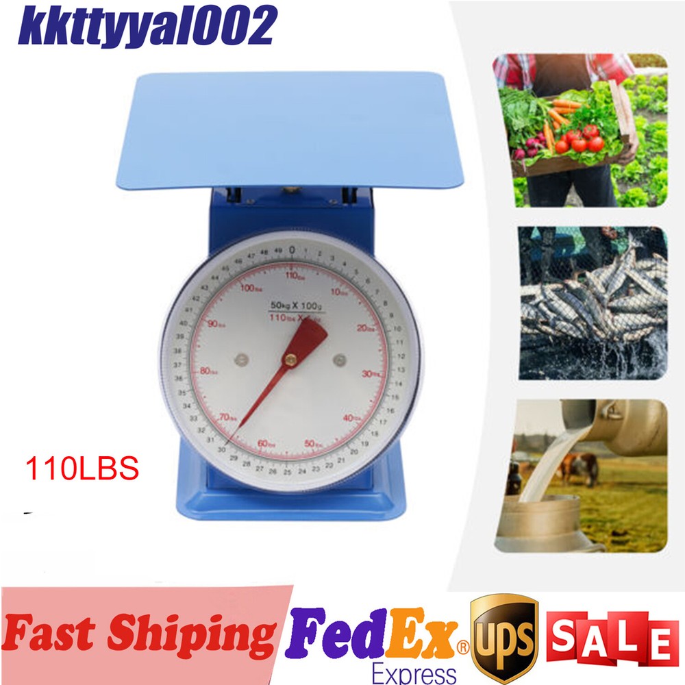 110LBS Heavy Duty Mechanical Kitchen Scale with Durable Iron Platform
