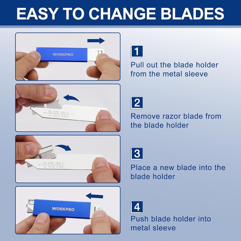 WORKPRO 12Pack Box Cutter Retractable-Utility Knife with Single Edge Razor Blade