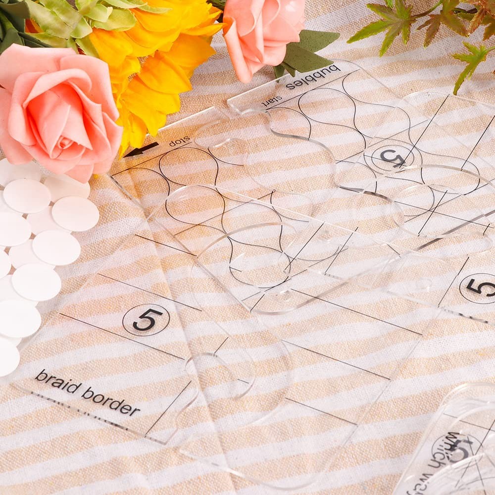 Free Motion Quilting Template Set 11 Templates 3mm include Frame Guide Pro