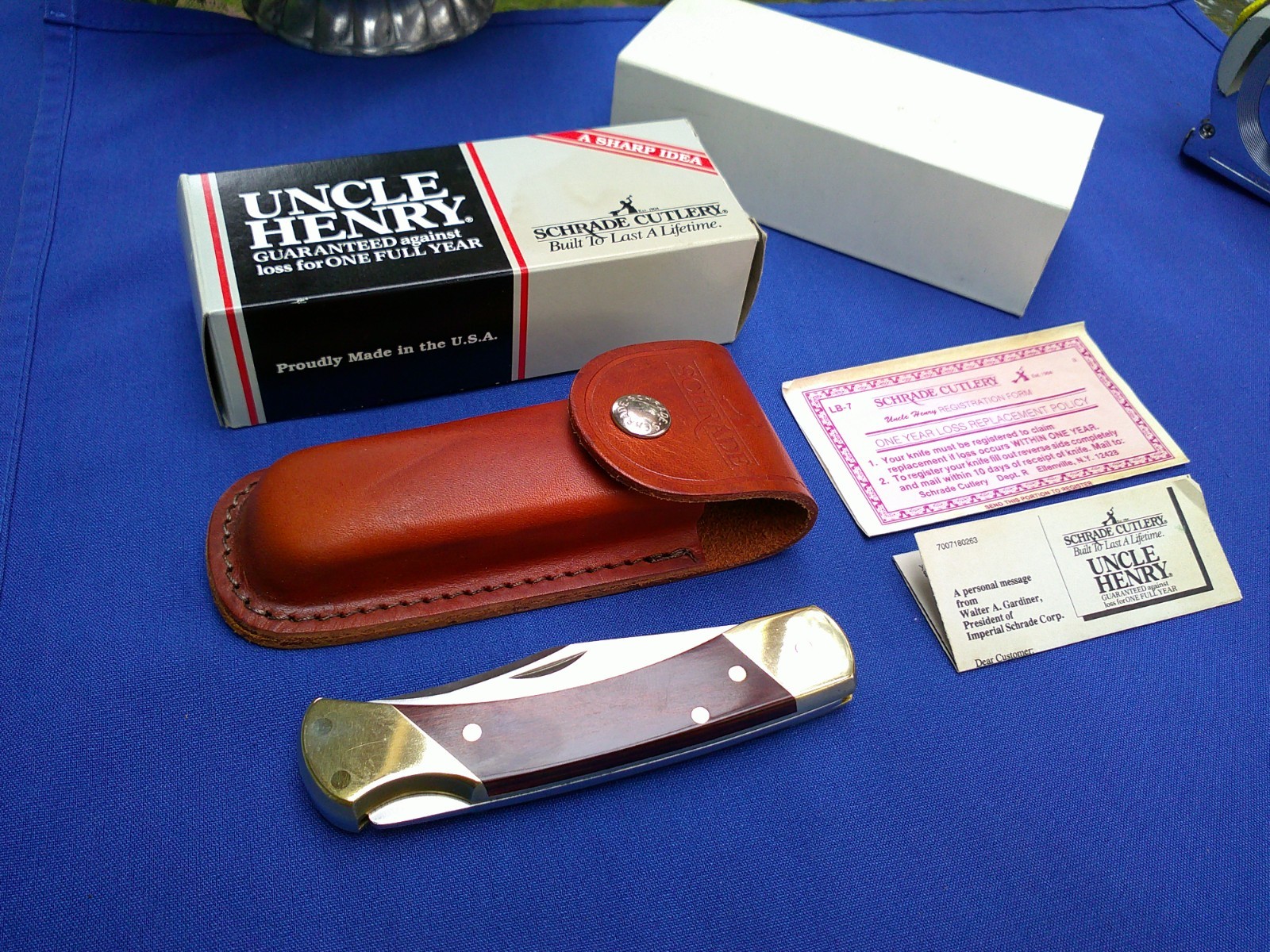 Schrade Uncle Henry LB7 Bear Paw USA Lock Back Pocket Knife w/Sheath NIB