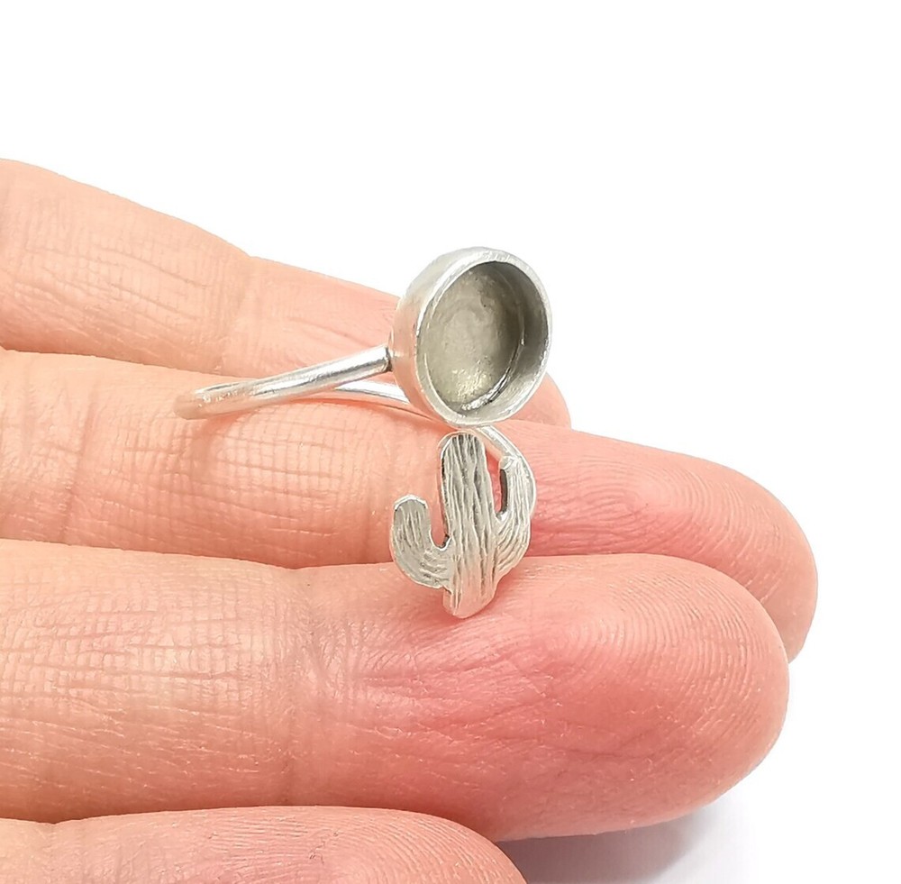 Cactus Ring Blank Setting, Cabochon Mounting, Adjustable Resin Ring Base Bezels