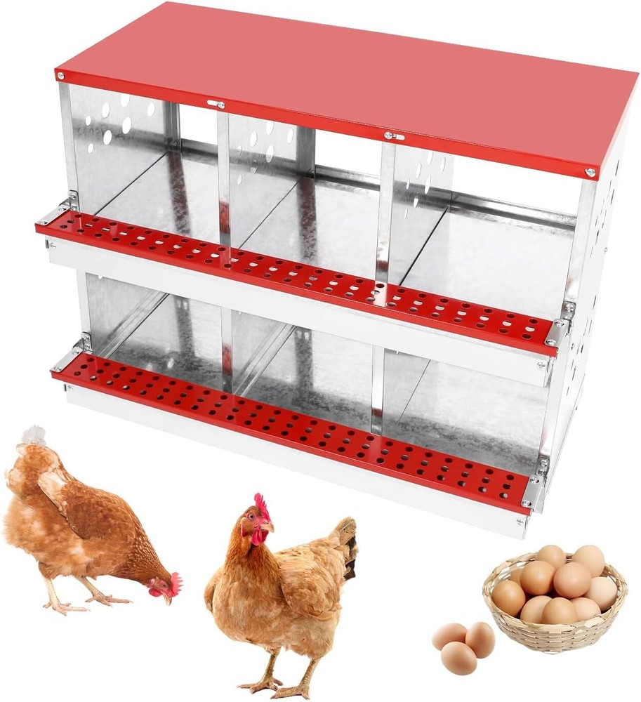 Galvanized Steel Chicken Laying Boxes 6 Compartment Nesting Boxes for Chickens