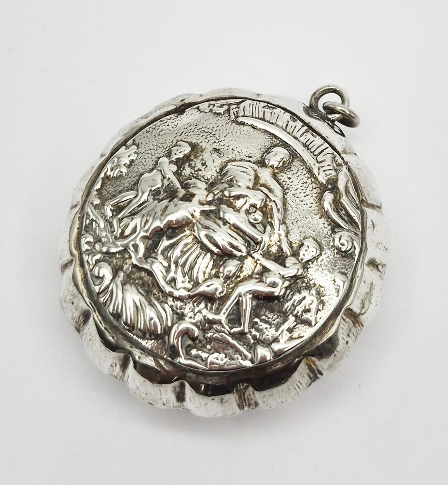 19TH CENTURY DUTCH SOLID SILVER NEOLCLASSICAL CHATELAINE SNUFF BOX