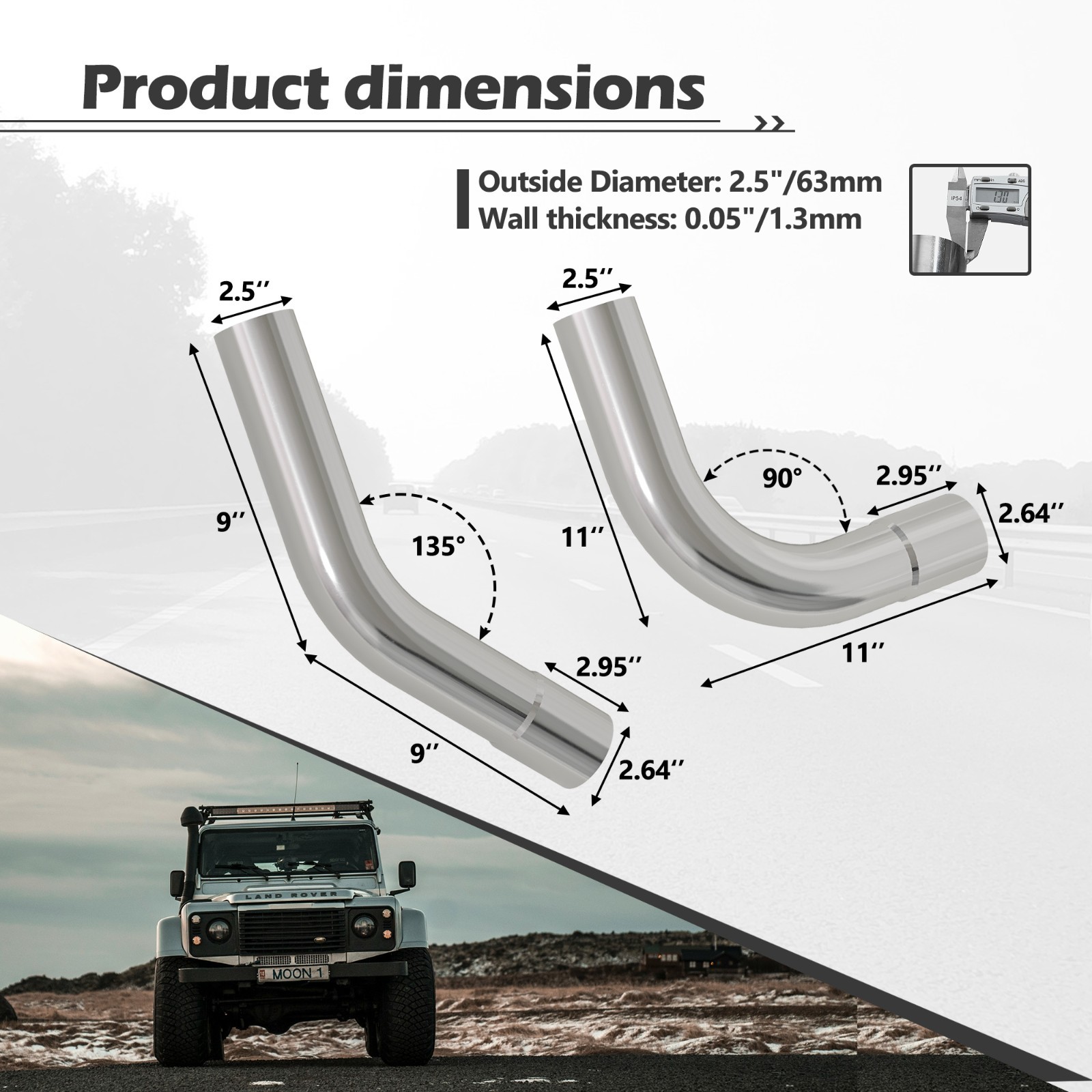 16PCS 2.5"OD DIY OD Custom Exhaust Tubing Mandrel Bend Pipe Straight U-Bend Kit