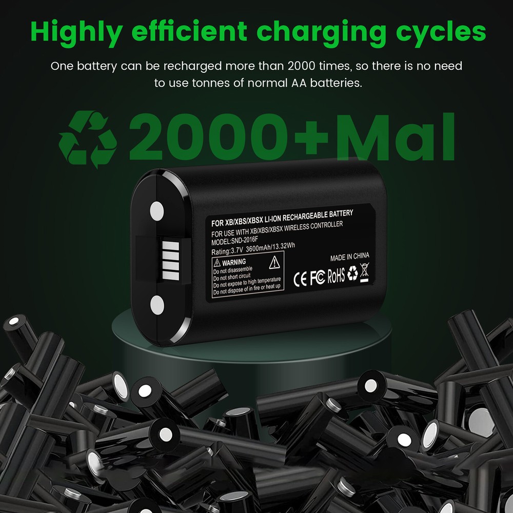 2 Rechargeable Battery Pack For XboxOne S X/Series X S Controller+Charging Cable