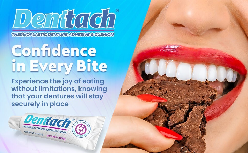Denttach Denture Adhesive, Thermoplastic Denture Adhesive and Cushion for 7 Days