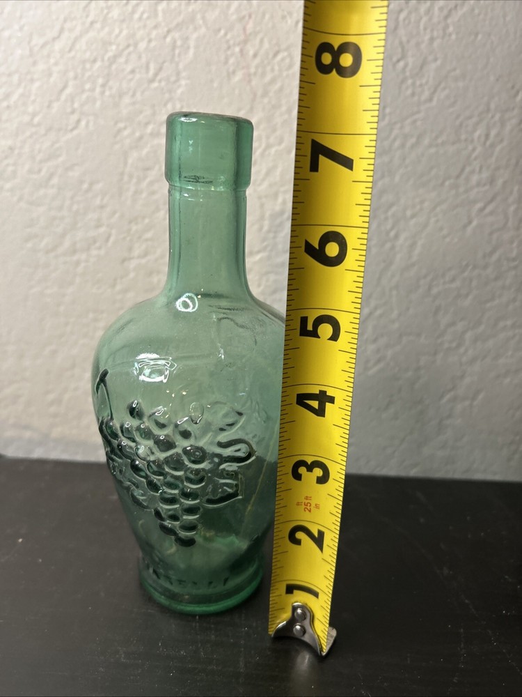 Cantine Vaselli Orvieto Translucent Blue Green Small Wine Bottle Pressed Glass