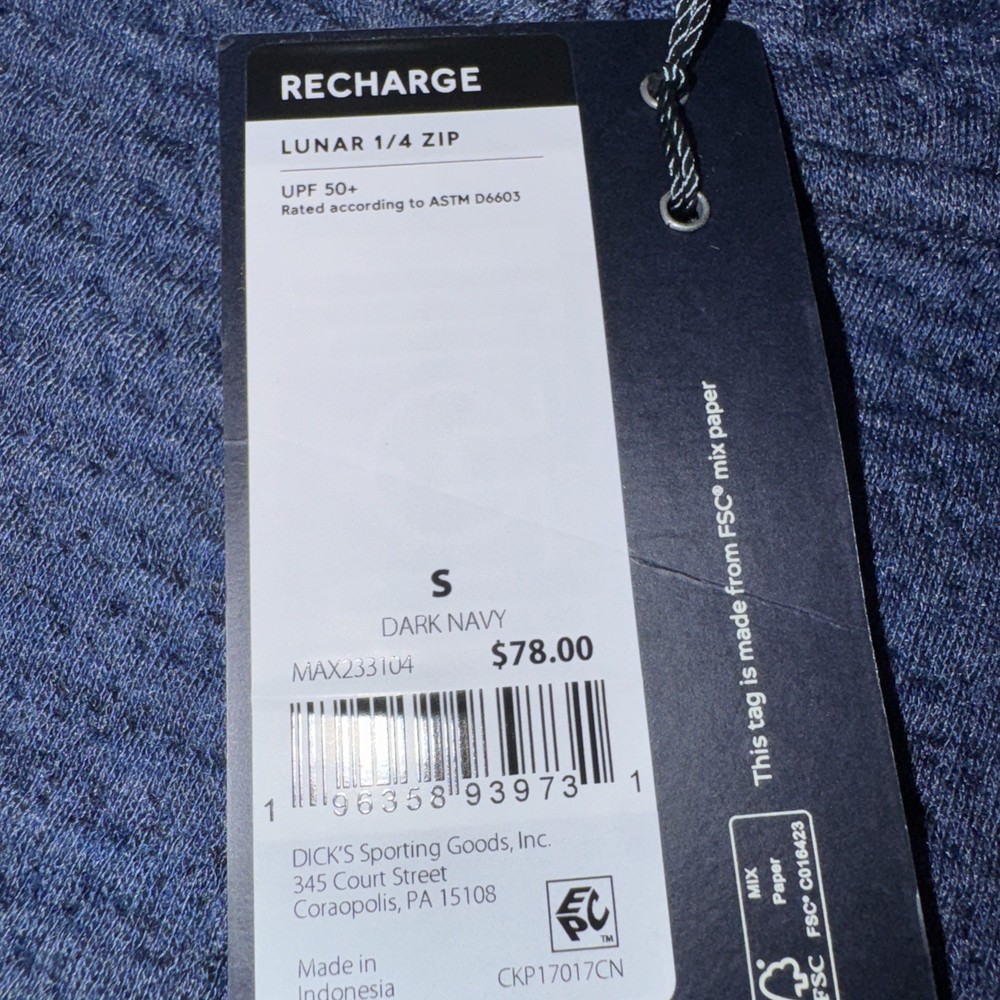 MEN'S 1/4 Zip pullover SMALL light navy NWT
