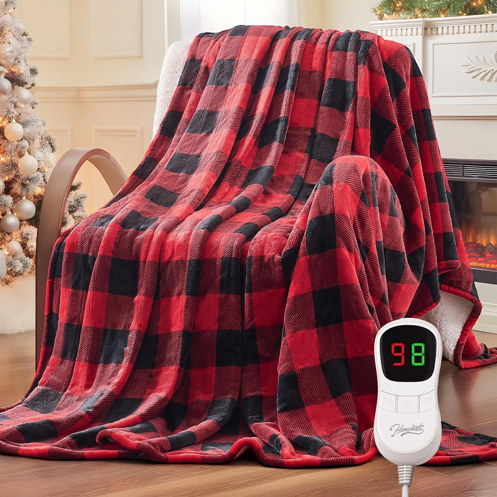 Heated Throw Blanket Electric 50"x60" Plush - 10 Heat Settings - Warm Winter