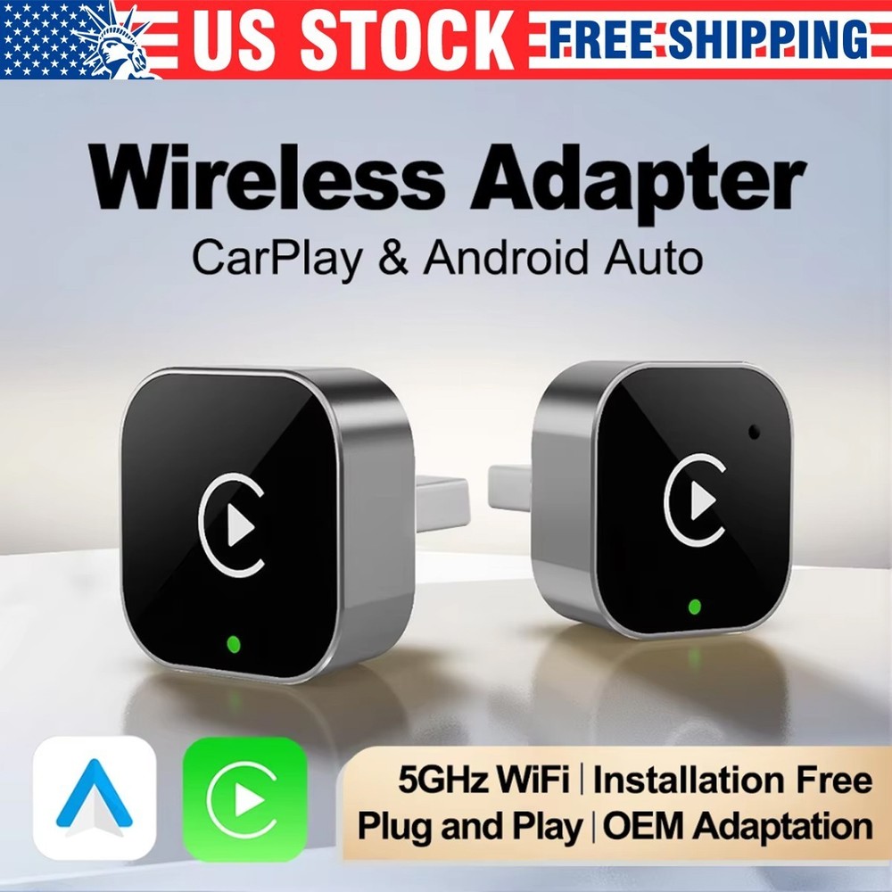USB Wireless CarPlay Adapter Dongle for Apple iPhone & Android Auto Plug & Play