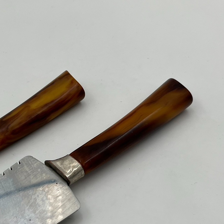 2- VTG Cheese Butter Spreader Bakelite Handle Frontier Forge Knife MCM Kitchen