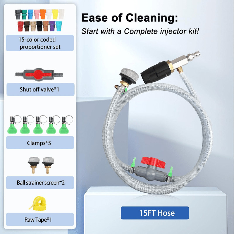 Pressure Washer Adjustable Long Range Downstream Injection Nozzle Kit 4-4.5 GPM