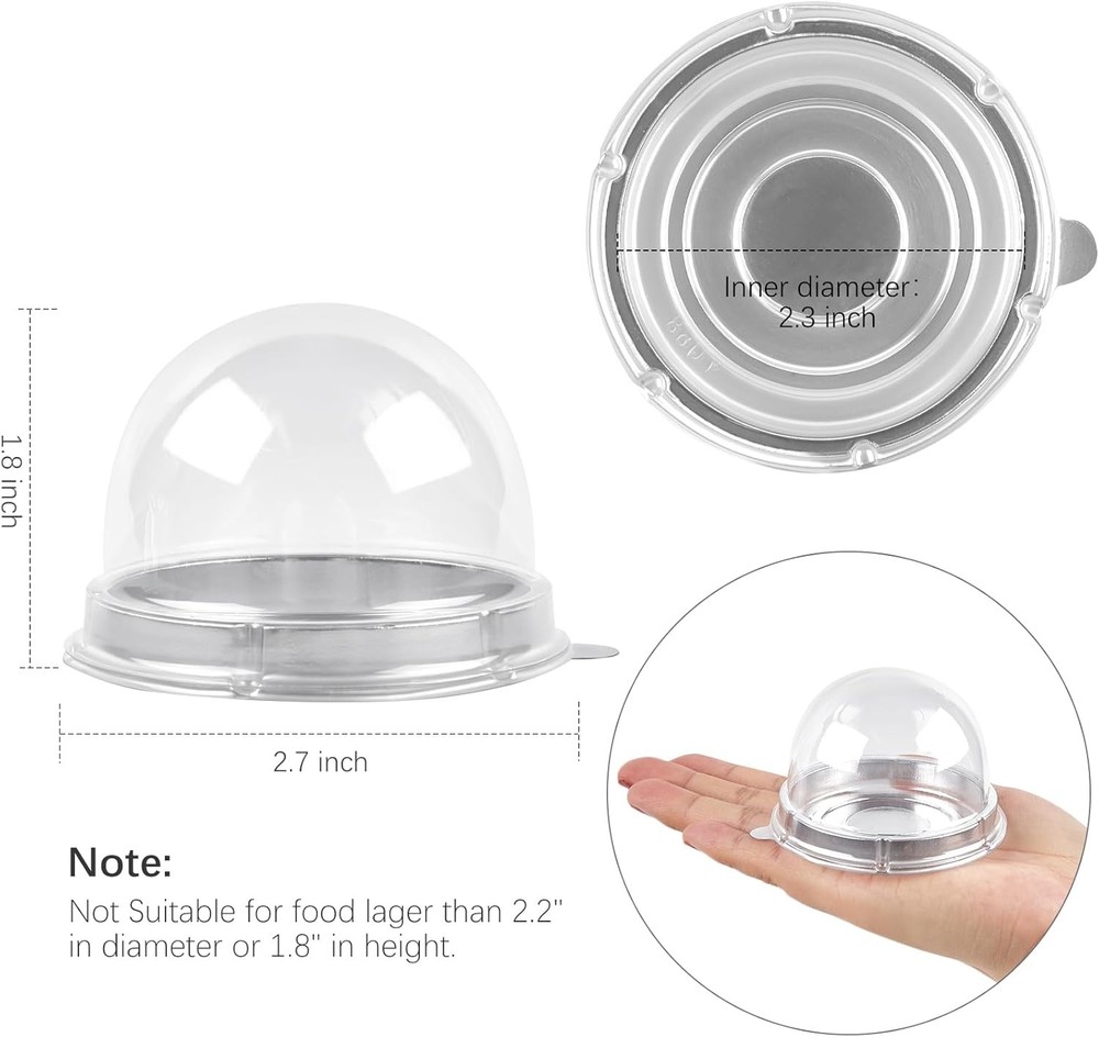 100Pcs Clear Plastic Mini Cake Boxes with Dome Lids, Mini