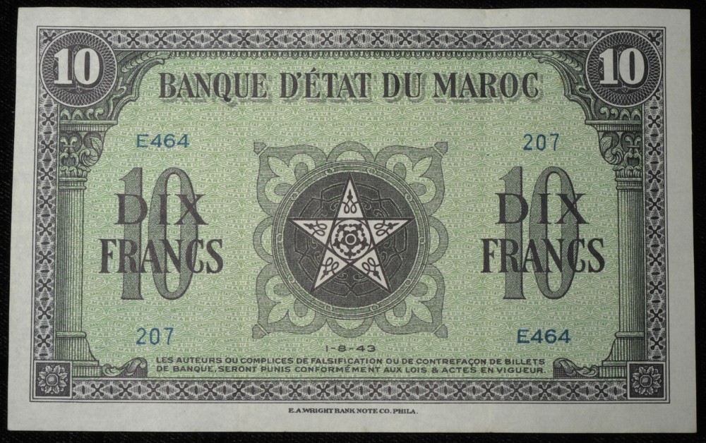 MOROCCO - 10 FRANCS 1943