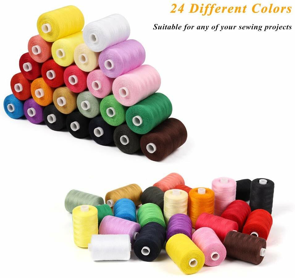 1000 Yards Cotton Sewing Thread Sets Spools Thread for Sewing Machine 24 Colors