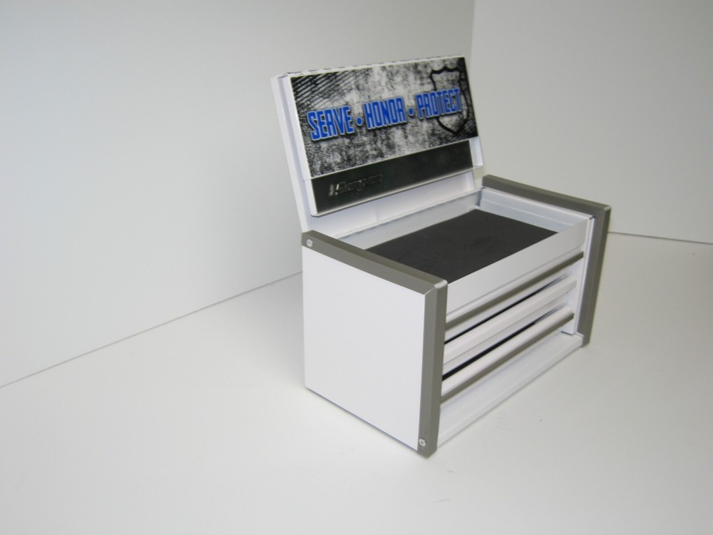 SNAP-ON MICRO 3-DRAWER TOP CHEST, FIRST RESPONDERS VERSION in WHITE has ding
