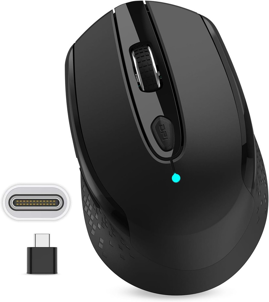 USB C Wireless Mouse, Type C Silent Mouse for Macbook Air/Pro, 2.4G Cordless Com
