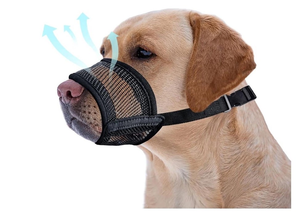 Dog Muzzle Large Dogs Air Mesh Adjustable No Bark Bite Chew Prevent L