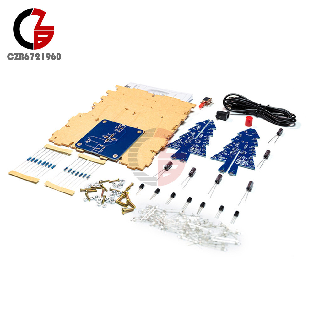 DIY 3D LED Christmas Tree Circuit Kit Glitter Electronic Learning Set With Shell