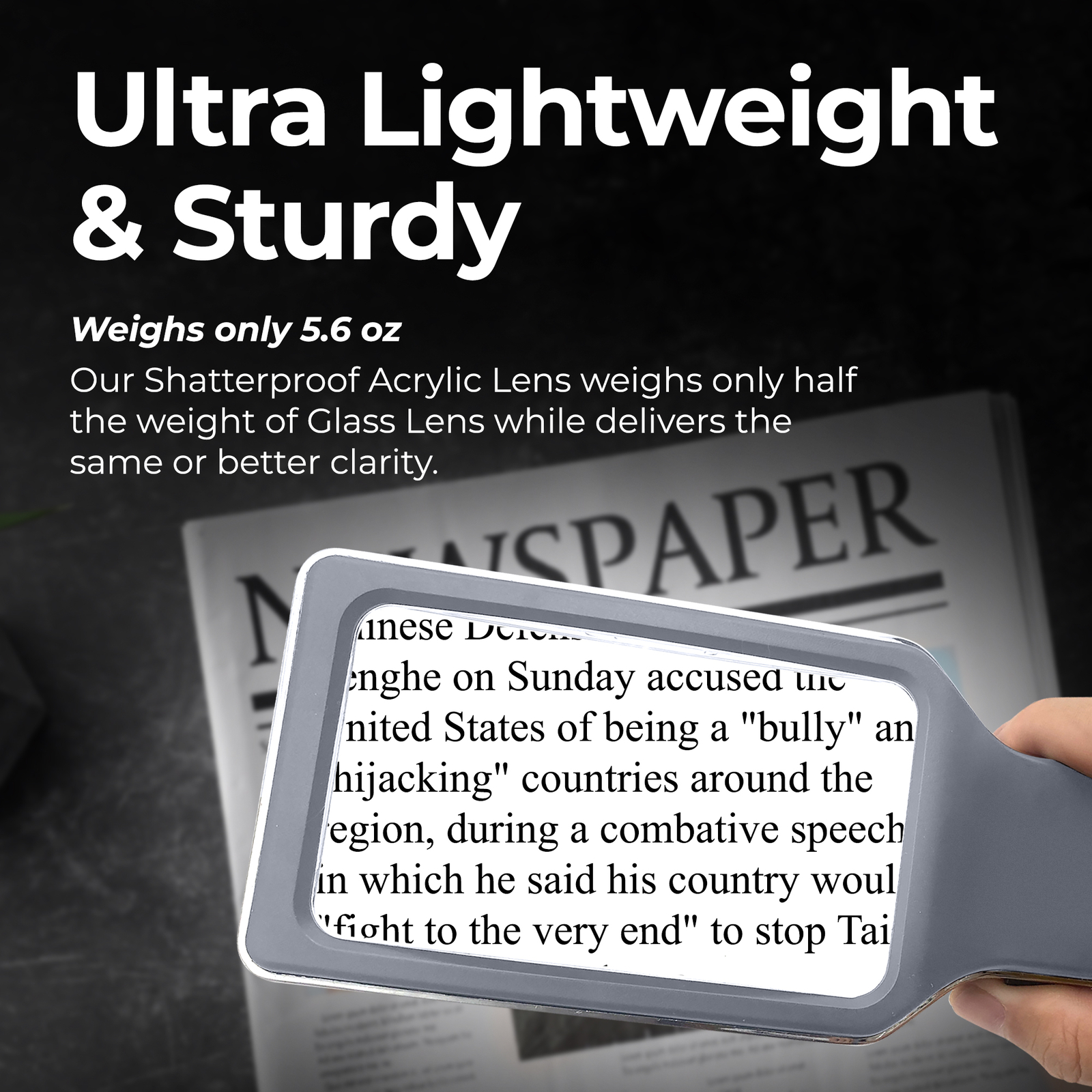 MAGNIPROS 6X (600%) Magnifying Glass with 3 Color Light Modes for Low Vision